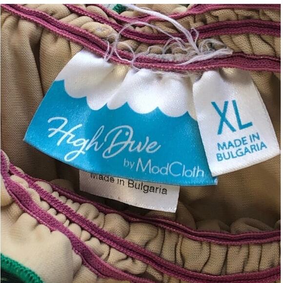 ModCloth High Dive Tropical Capped Sleeve Swim Top XL - Picture 3 of 15